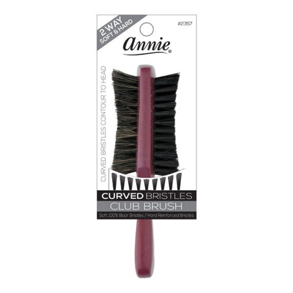 ANNIE #02357 Two Ways Club Curved Bristle Brush Hard & Soft [ASSORTED COLOR]