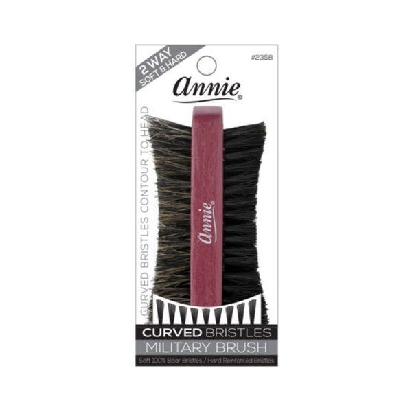 ANNIE Two Ways Military Curved Bristle Brush Hard and Soft [ASSORTED COLOR] #02358