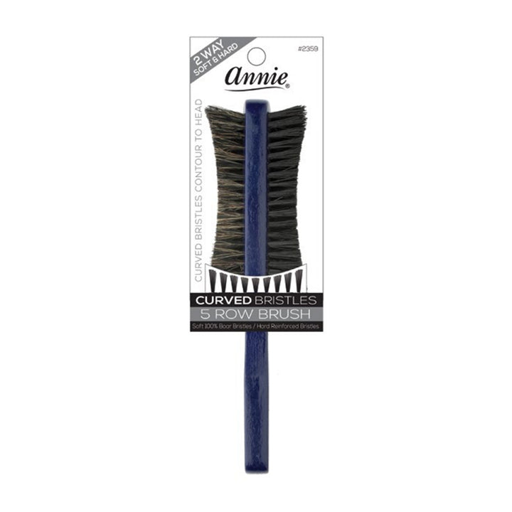 ANNIE #02359  2ways Curved Bristle 5 row Brush Hard Soft [ASSORTED COLOR]