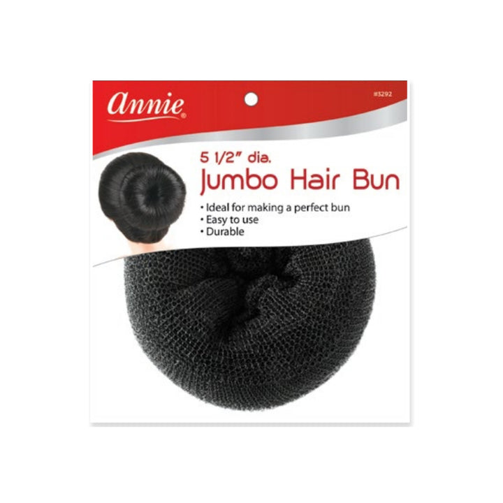 ANNIE #03292 Jumbo Hair Bun 5.5" Nylon Mesh Donut [BLACK]