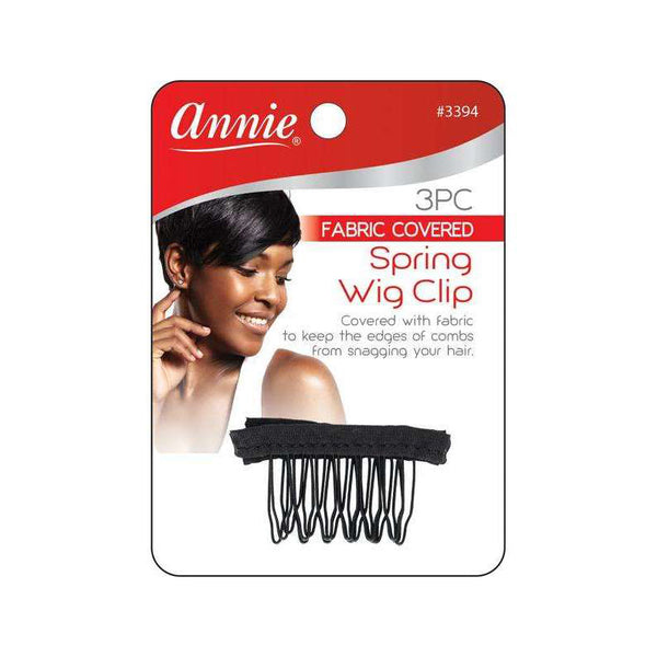 ANNIE #03394 Spring Wig Clip with Fabric 3ct [BLACK]