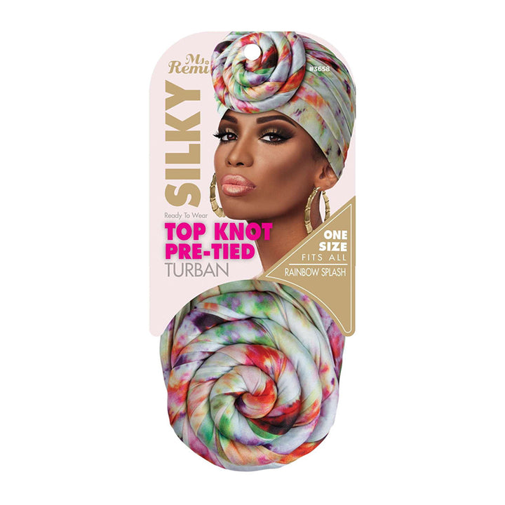 ANNIE MS. REMI #03658 Silky Top Knot Pre-Tied Turban [ASSORTED COLOR]