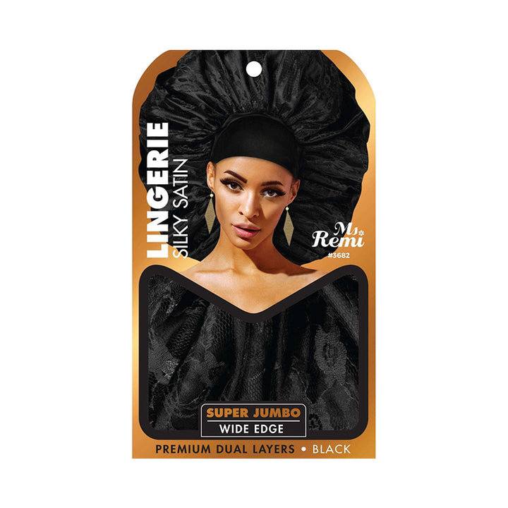 ANNIE MS. REMI #03682 Lingerie Wide Edge Silky Bonnet X Jumbo [BLACK]