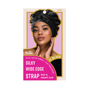 Bonnet de jour et de nuit à larges bords soyeux [XL] [Noir] #3701