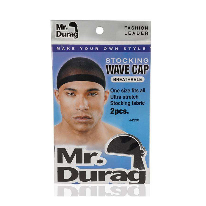 ANNIE MR. DURAG #04330 Stocking Wave Cap with Wide Band 2ct [BLACK]