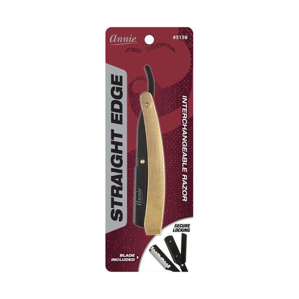 ANNIE #05158 Straight Edge Razor [GOLD with MATTE BLACK]