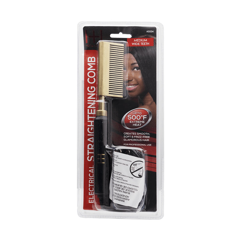 ANNIE HOT & HOTTER Electric Straightening Hot Comb [MEDIUM WIDE TEETH] #05534