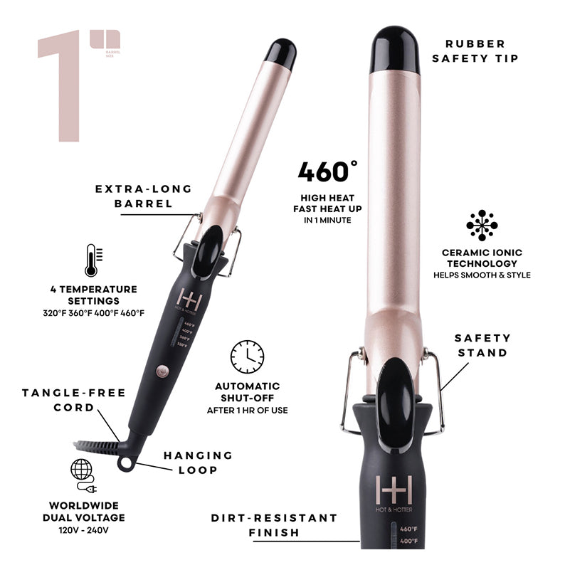 ANNIE HOT & HOTTER Extra Long Ceramic Tourmaline Curling Iron 1" #05888