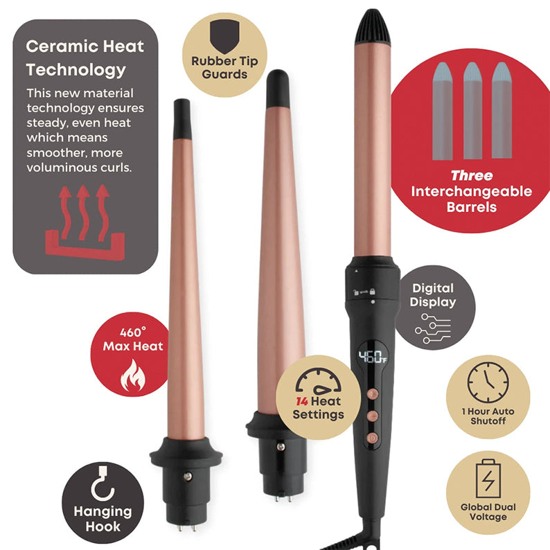 ANNIE #05997 3In1 Curling Wand Set