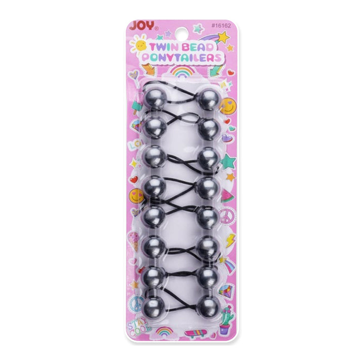 ANNIE JOY Twin Beads Ponytailer 20mm 8ct Pearl [BLACK] #16162