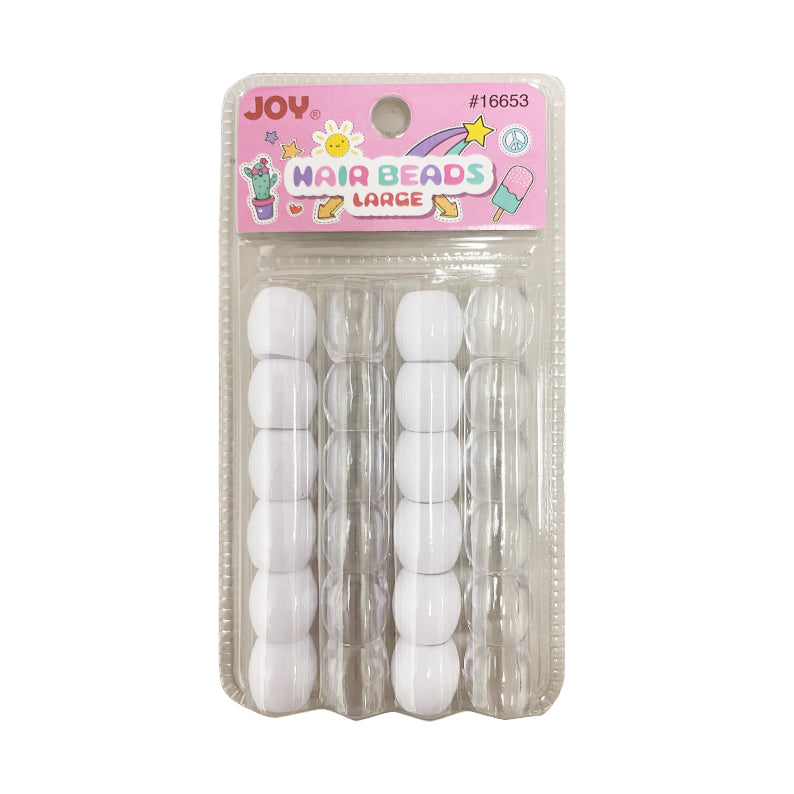 ANNIE pack of large white and clear hair beads for braids and crafts jumbo hair beads assorted colors