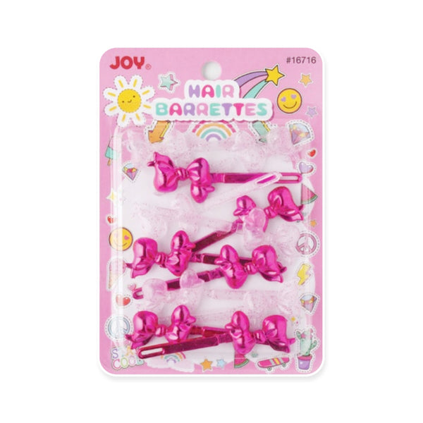 ANNIE JOY #16716 Hair Barrettes Ribbon 12ct [ASSORTED PINK]