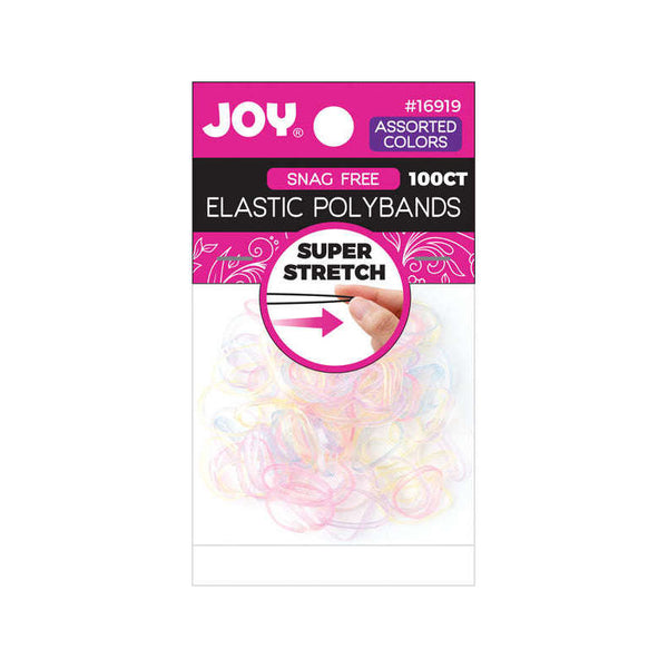 ANNIE JOY #16919 Elastic Polybands 2.5cm Diameter 100ct [TRANSPARENT ASSORTED COLOR]