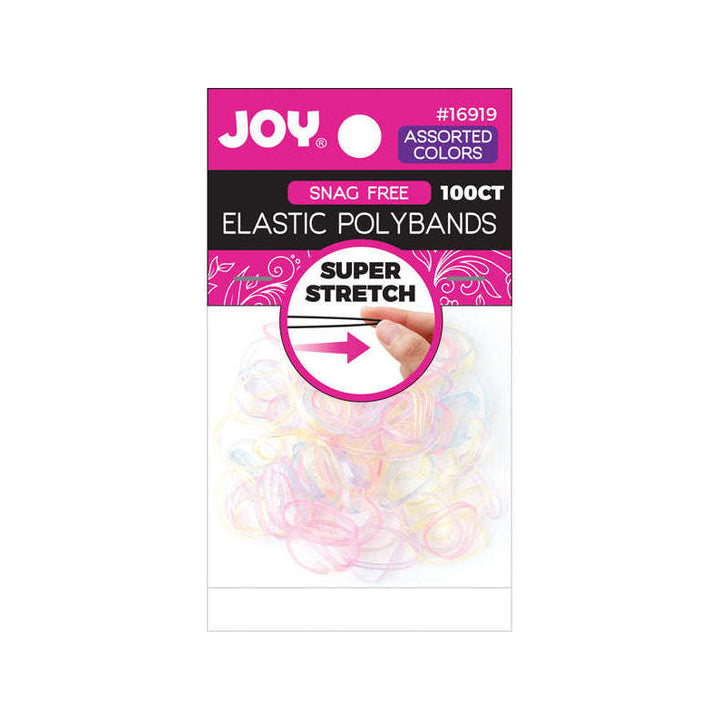 ANNIE JOY #16919 Elastic Polybands 2.5cm Diameter 100ct [TRANSPARENT ASSORTED COLOR]