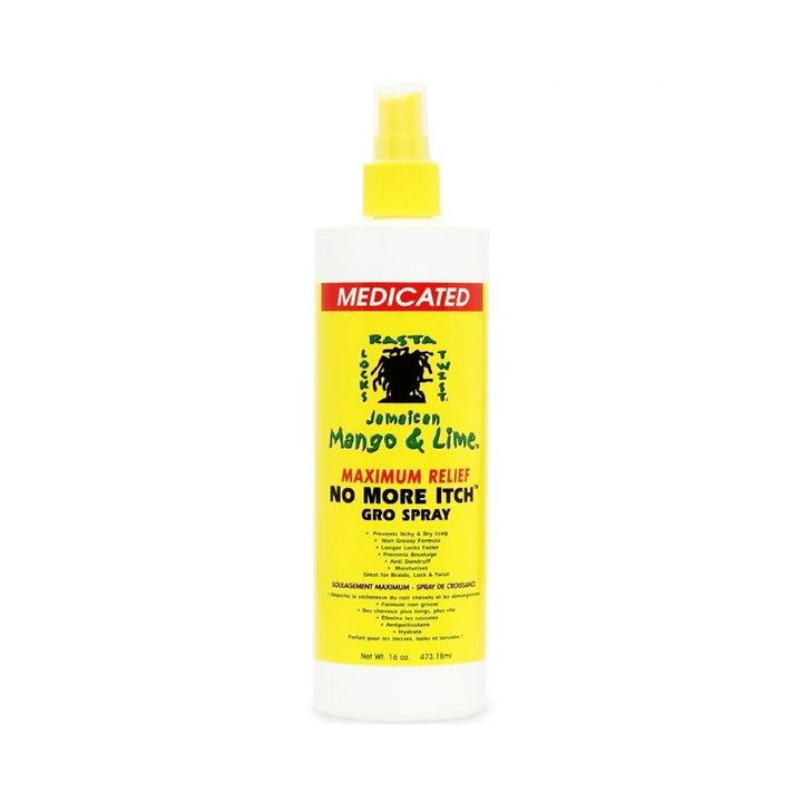 JAMAICAN MANGO & LIME No More Itch Gro Spray, Maximum Relief [Mentholated] 16oz