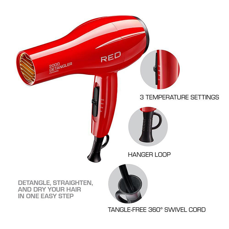 RED by KISS 2000 Ceramic Detangler Dryer #BD01N