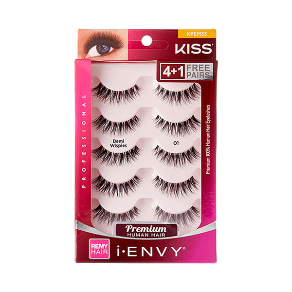 KISS iENVY Premium Human Hair Lashes Multi Pack #KPEM33 DEMI WISPIES 01