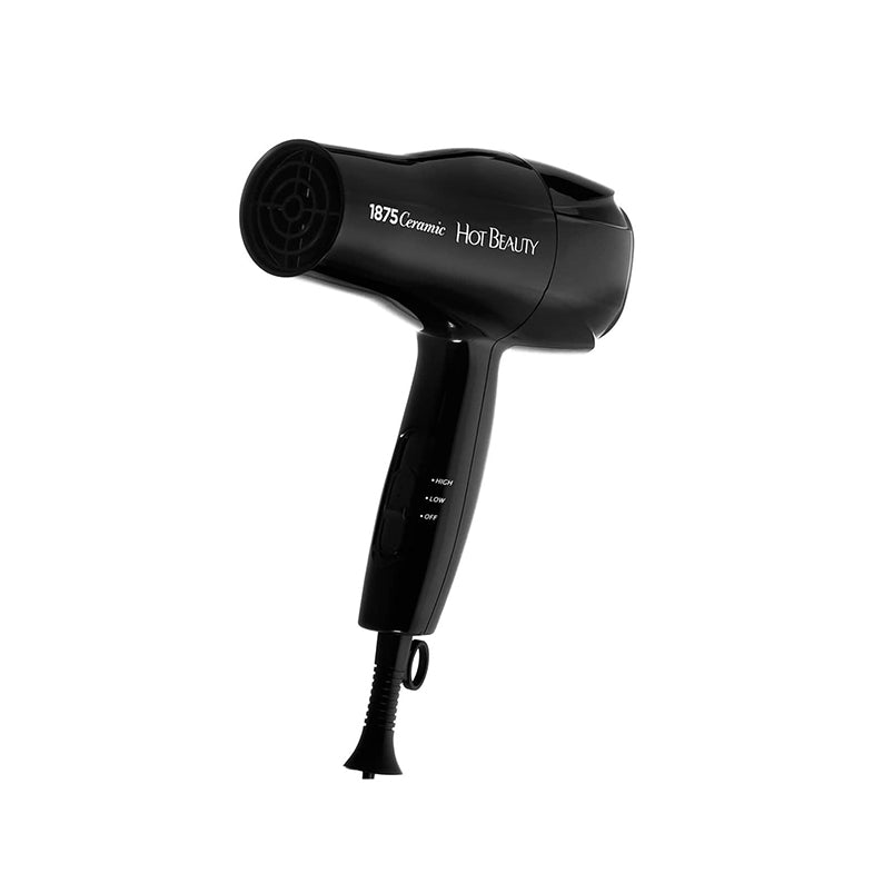 RED BEAUTY by KISS compact black ceramic styling hair dryer with ergonomic handle and folding loop