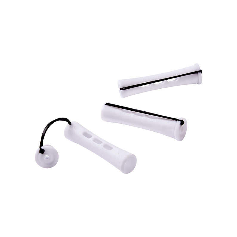 RED BEAUTY by KISS cold wave rods for short hair 3 white flexible plastic hair rollers with elastic for tight curls