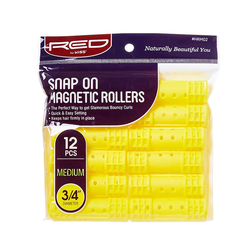 RED by KISS Sanp On Magnetic Roller Medium 3/4" 12pcs [YELLOW] #HRM02