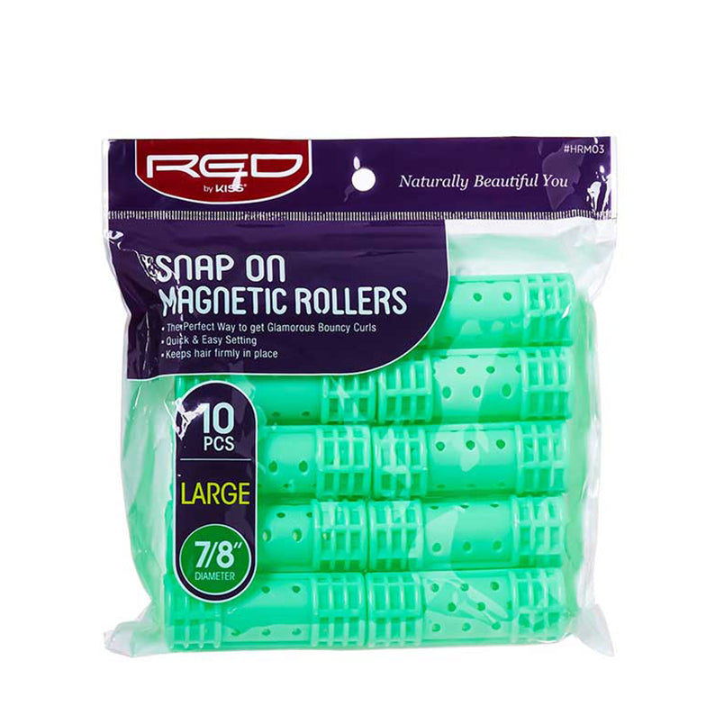 RED by KISS Snap on Magnetic Roller 7/8" 10pcs [GREEN] #HRM03