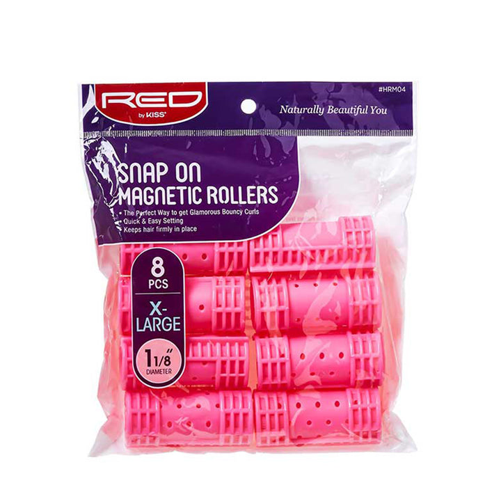 RED by KISS Snap on Magnetic Roller XL 1 1/8" 8pcs [PINK] #HRM04