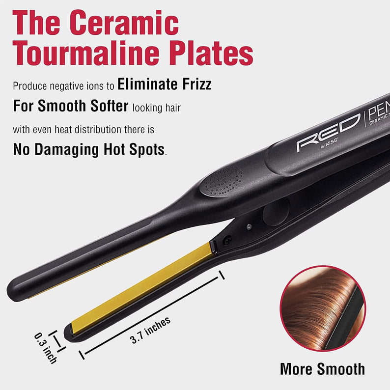 RED Ceramic Tourmaline Pencil Flat Iron 3/10 inch #FI030