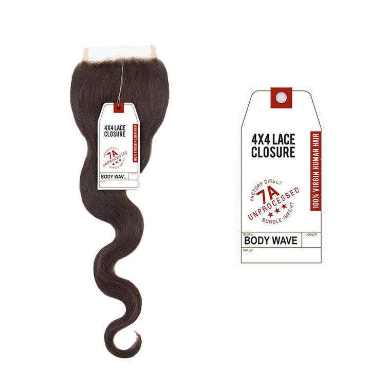 SENSATIONNEL BARE & NATURAL 7A 4x4 Closure Body Wave