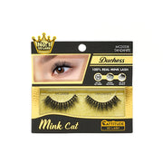 EBIN Mink Cat Duchess 100 percent real mink false eyelashes in gold packaging pair visible 3D mink lashes for dramatic look