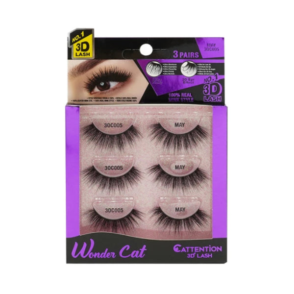 EBIN Cattitude 3D Lashes 3 Pairs Wonder Cat #May