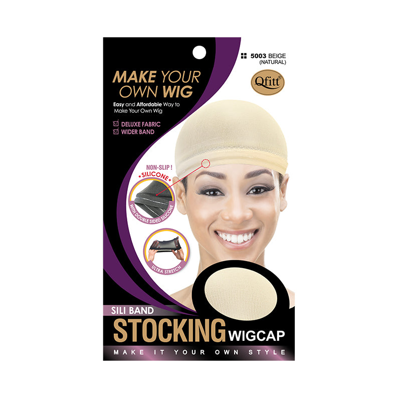 M&M QFITT Silicone Band Stocking Wig Cap [BEIGE/NATURAL]#5003