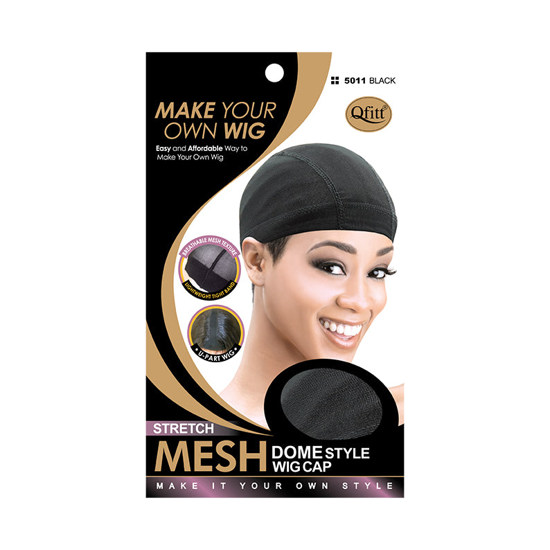 Bonnet de perruque en maille extensible M&amp;M Qfitt style dôme [Noir] #5011