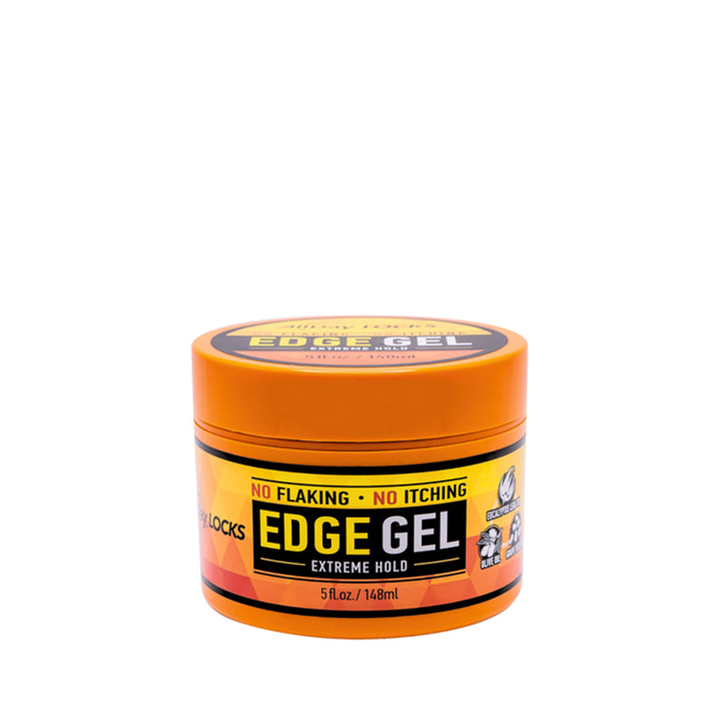 ALLDAY LOCKS extreme hold edge gel in orange 5 fl oz jar for sleek edges no flaking no itching