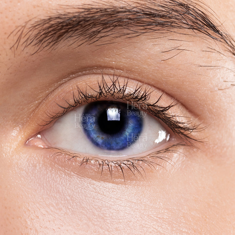 LIZ blue color contact lenses shown on eye for natural vivid iris enhancement