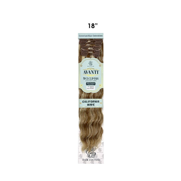 HAIR COUTURE AVANTI Lot de 9 extensions de cheveux humains à clipser California Wave 45,7 cm