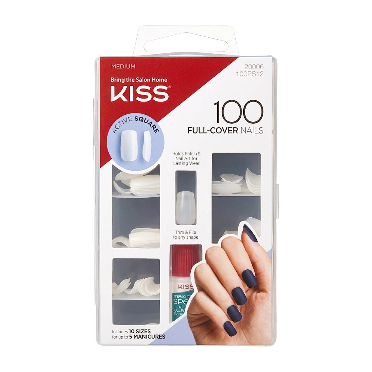 Acrylic Plain Nails 100 Tips [Active Square] #100PS12