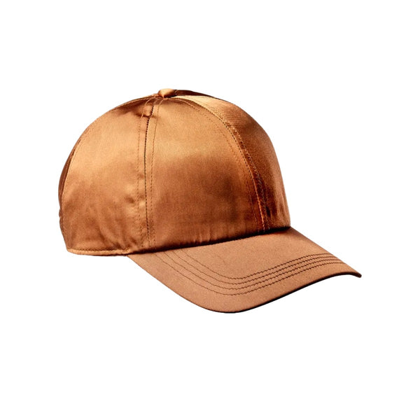 Casquette de baseball en satin soyeux [Marron] #FH009