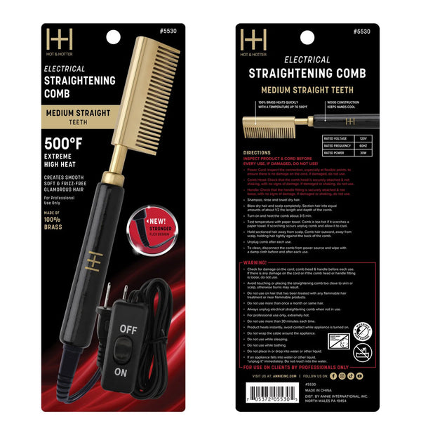 Hot & Hotter #05530 Electric Straightening Hot Comb [Medium Straight Teeth]