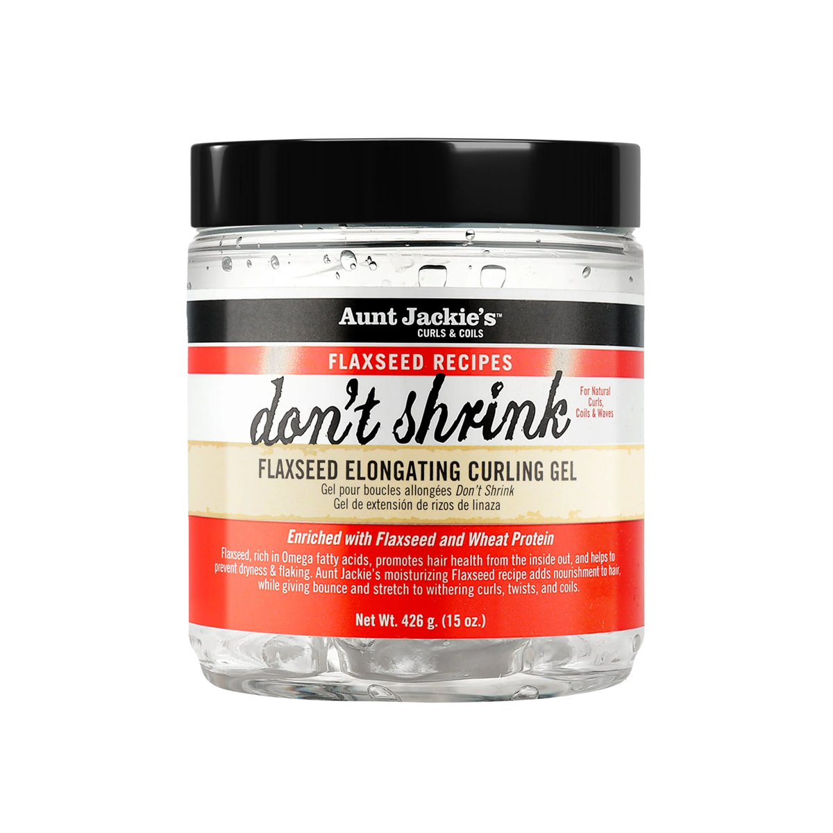 Gel allongeant bouclant Aunt Jackie's Flaxseed Recipes qui ne rétrécit pas 15oz