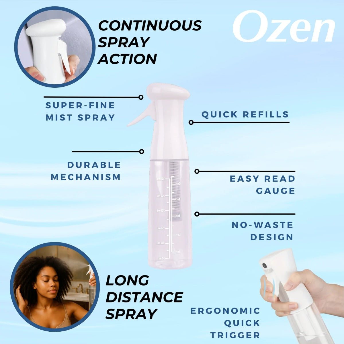 Vaporisateur Continu Pour Cheveux [Blanc] #4756