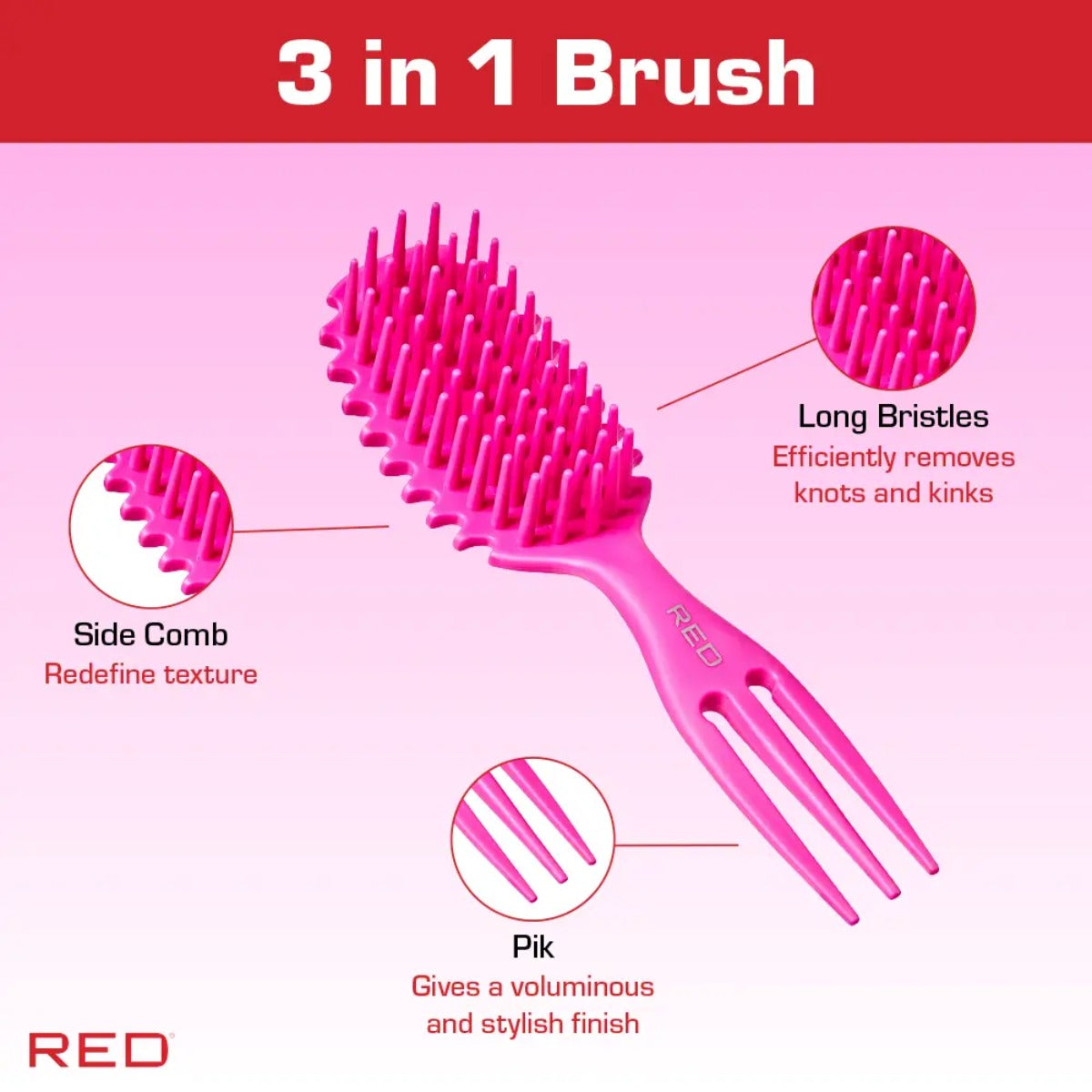 Curl & Care Detangle Brush [Pink] #HH273