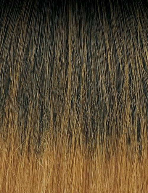 OUTRE beach wave ponytail extension with natural dark roots fading to honey blonde hair