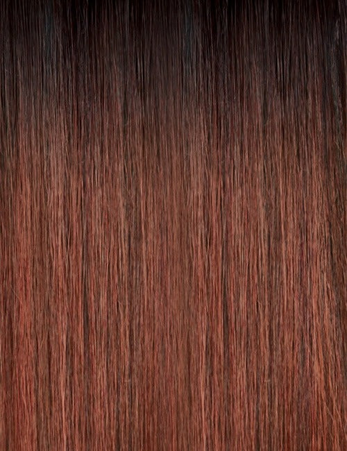 OUTRE beach wave ponytail extension in a natural brown ombre color with smooth texture