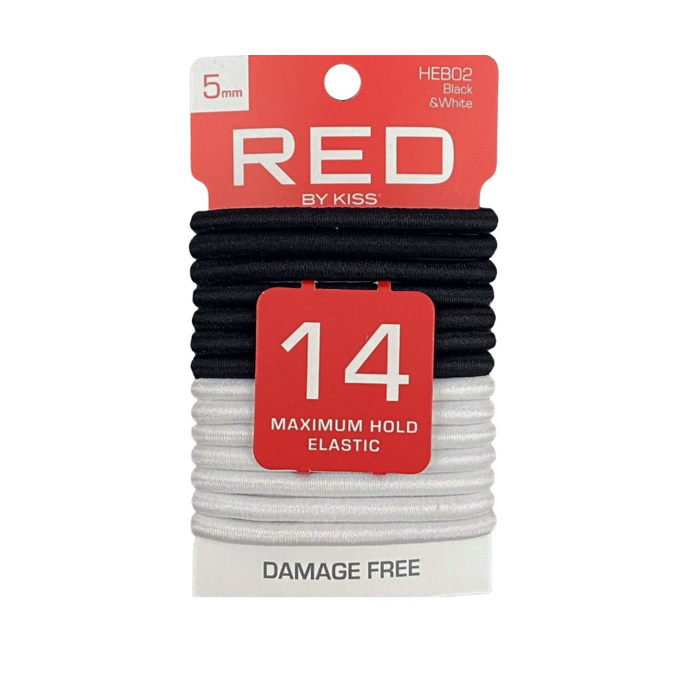 Élastiques à cheveux 5 mm, 14 pièces, #HEB02 [Noir et blanc]
