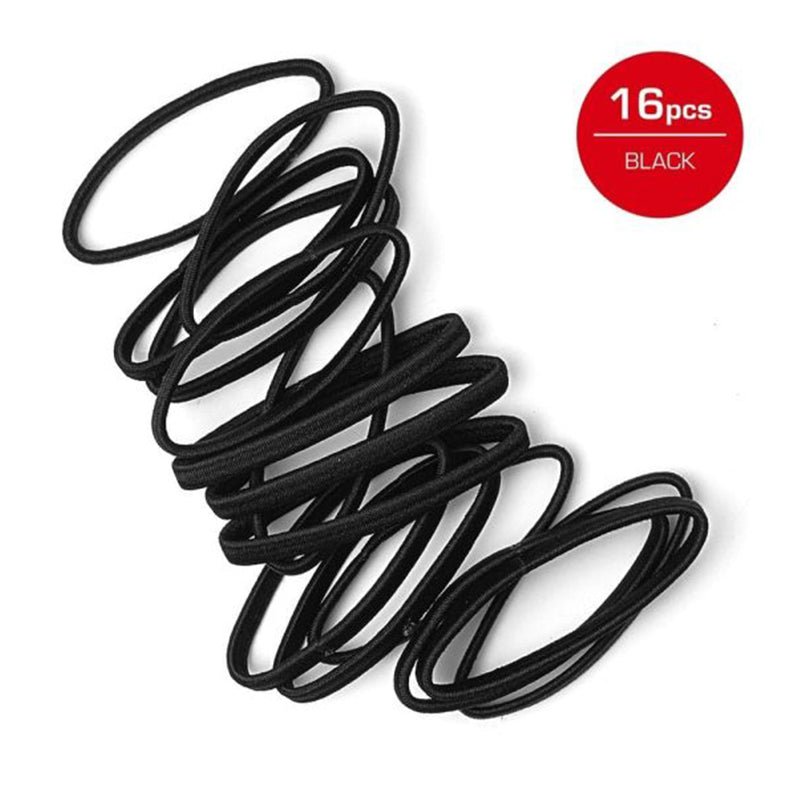 Élastiques plats pour cheveux 5 mm, 16 pièces, #HEB05 [Noir]