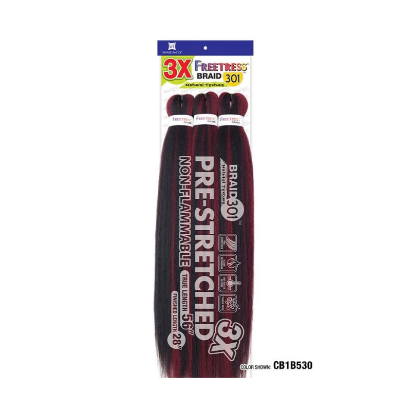 SHAKE N GO Freetress 3X Braid 301 hair extensions pre-stretched non-flammable 28 inch length