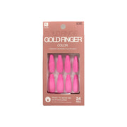#GC02 Ongles de couleur unie pour doigts dorés 24 pièces