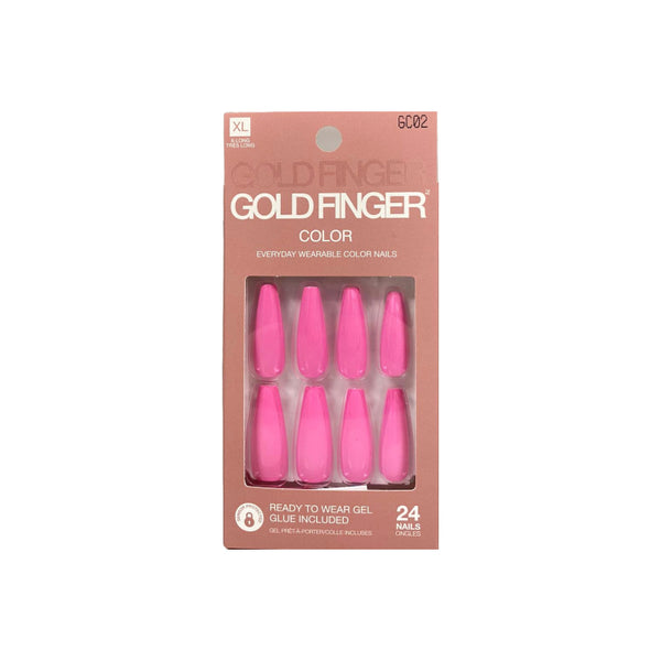 #GC02 Gold Finger Solid Color Nails 24 pcs
