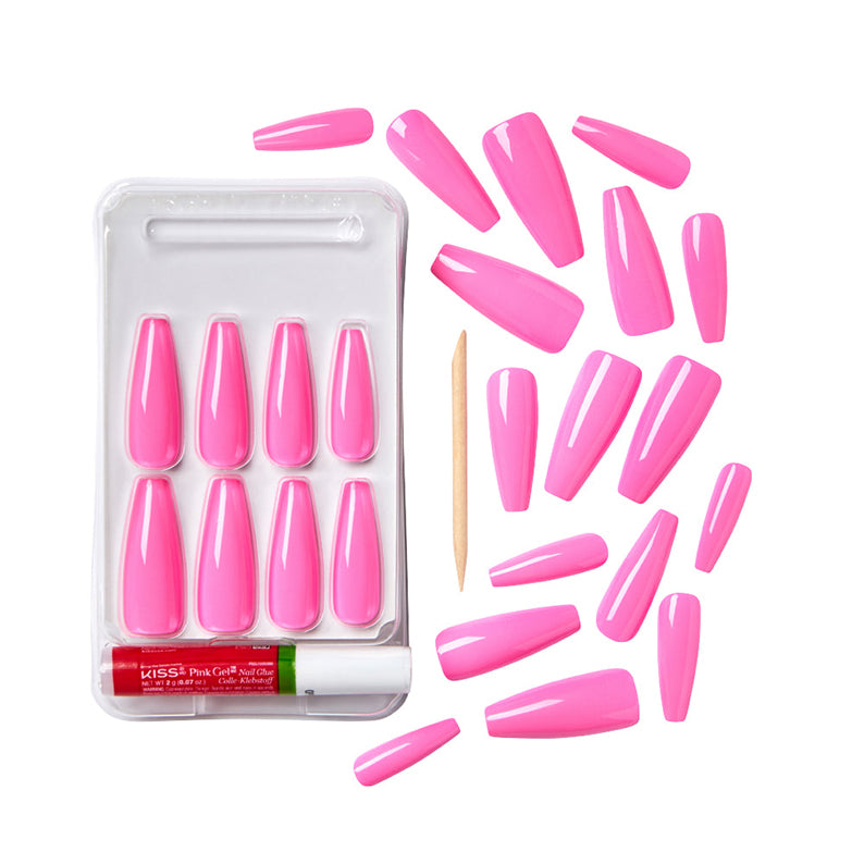 #GC02 Ongles de couleur unie pour doigts dorés 24 pièces