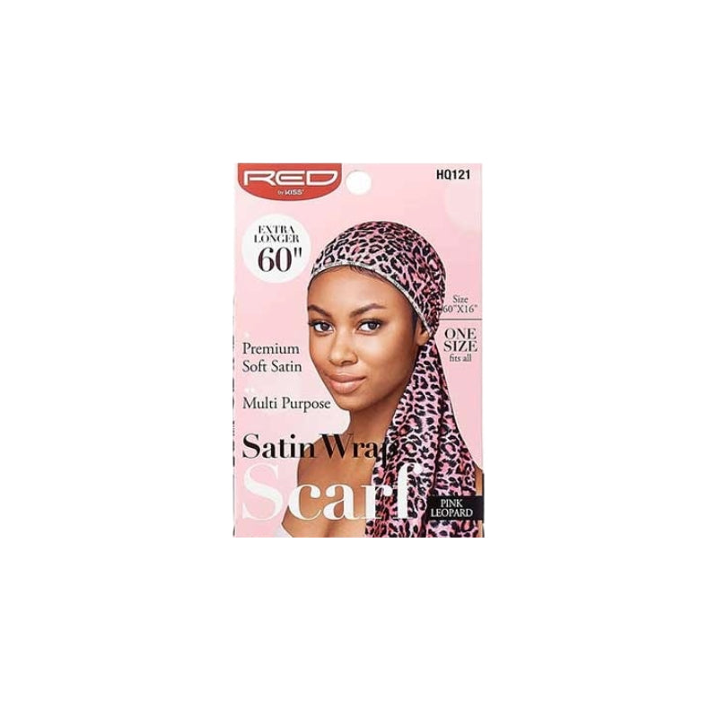 #HQ121 [Pink Leopard] Silky Satin Wrap Scarf 60"x16"
